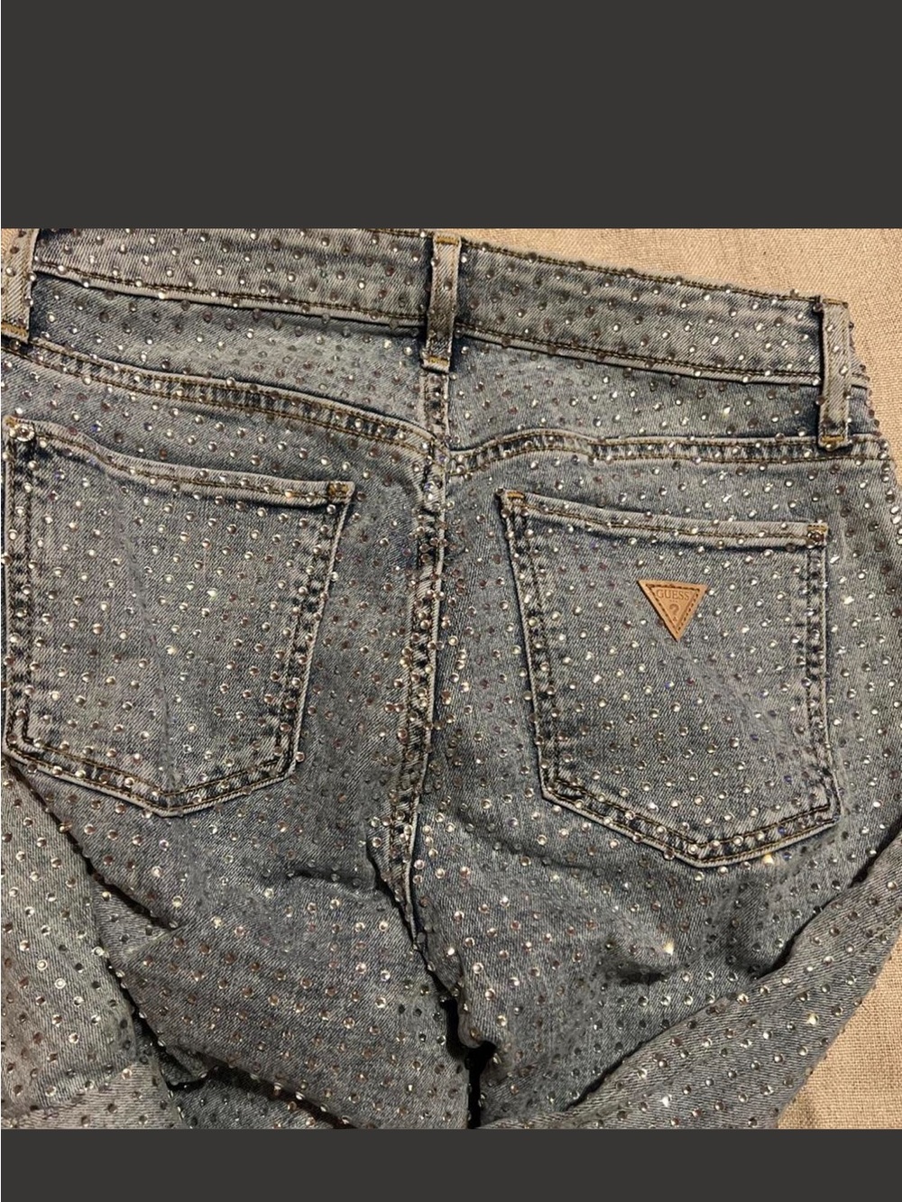 Guess Silver-Accent Gray Skinny Jeans with Studded Rhinestones - Picture 6 of 8